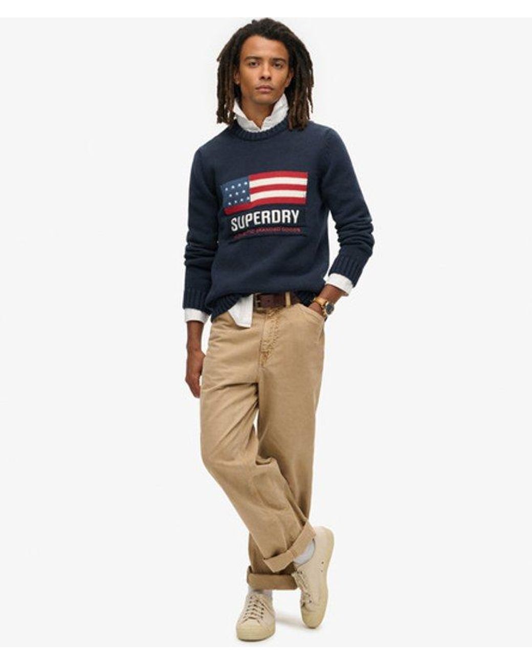 Superdry Blue & Co Knitted Vintage Athletic Jumper for men