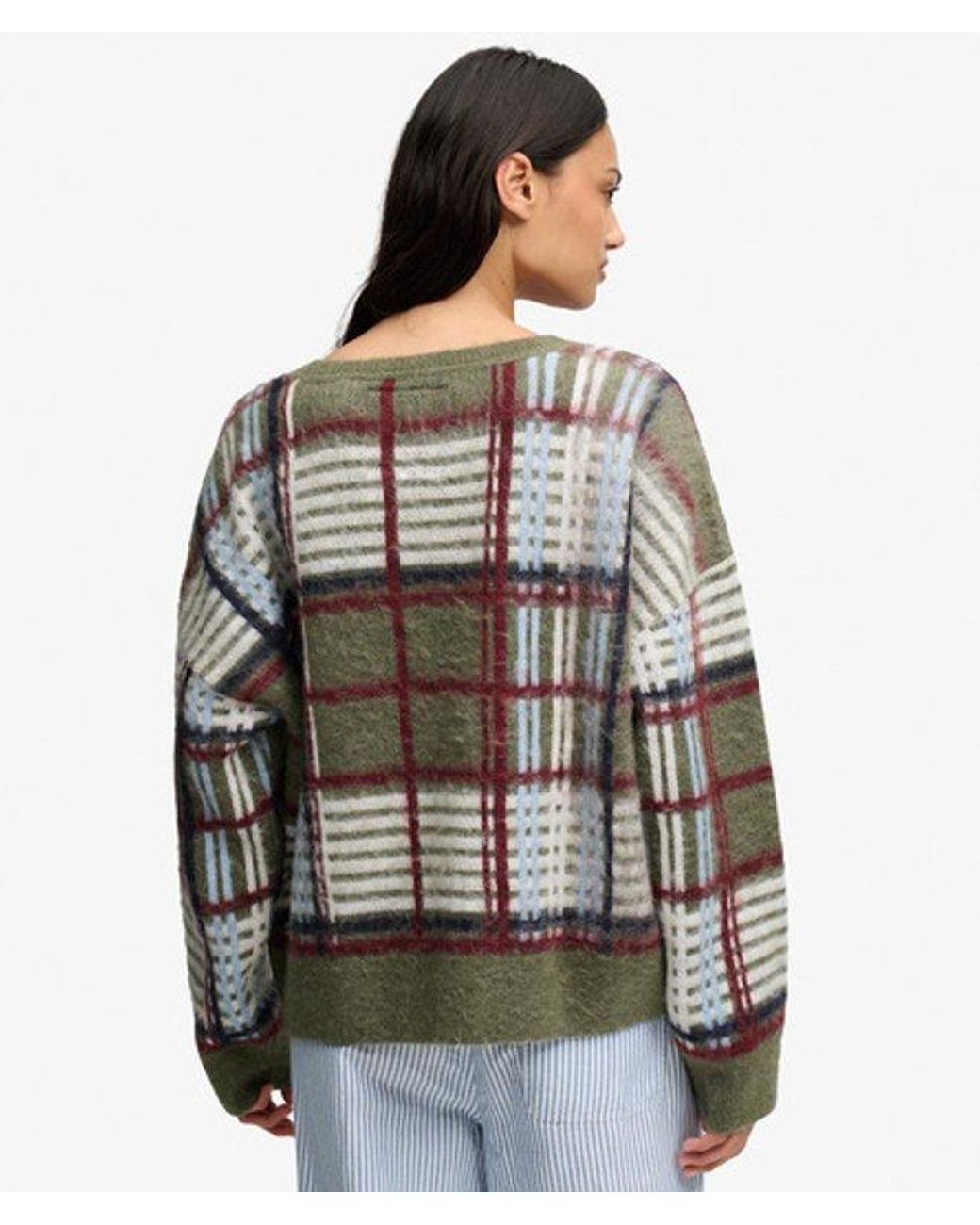 Superdry Green & Co Slouchy Brushed Check Knit Jumper