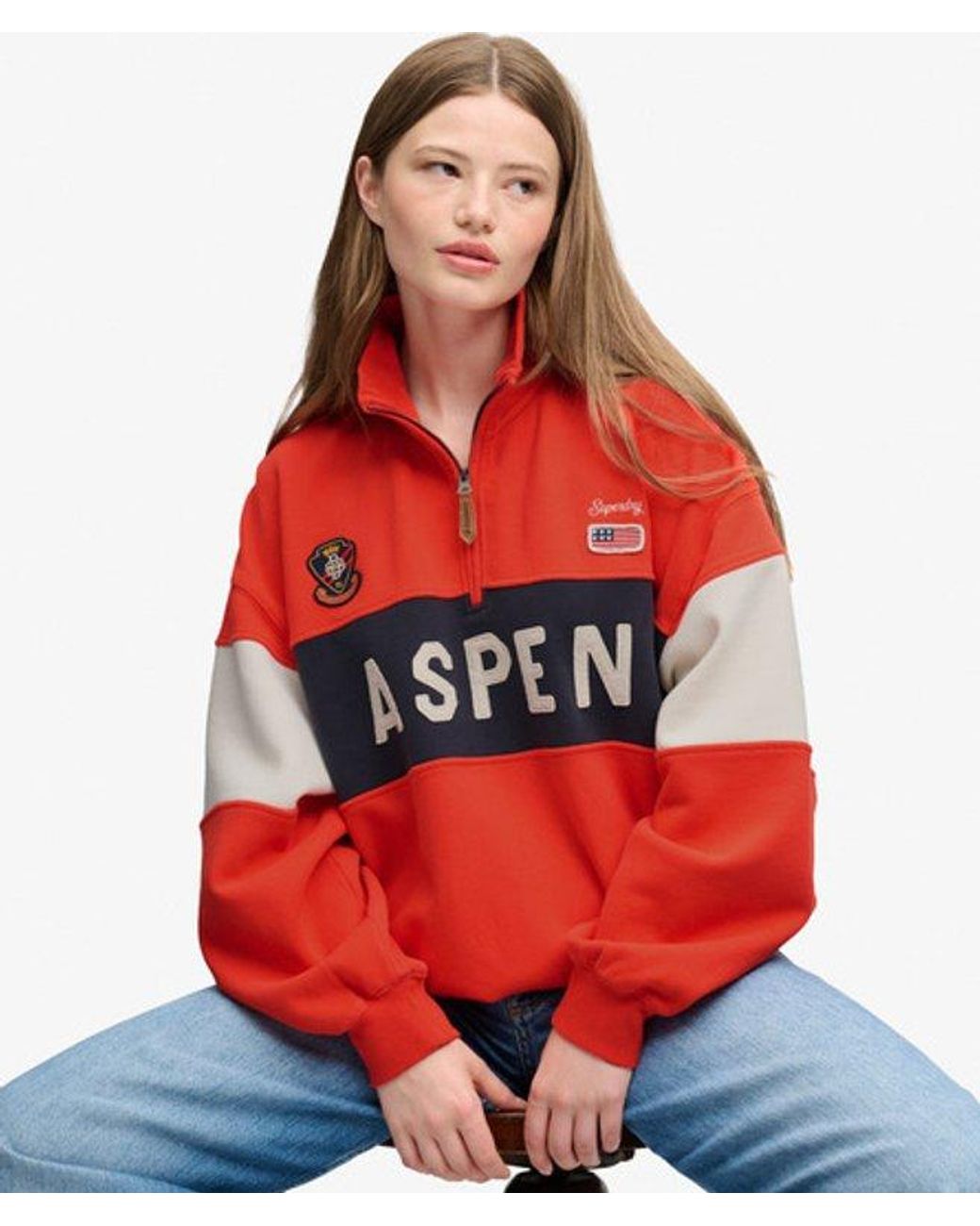 Superdry Red & Co Preppy Ski Half Zip