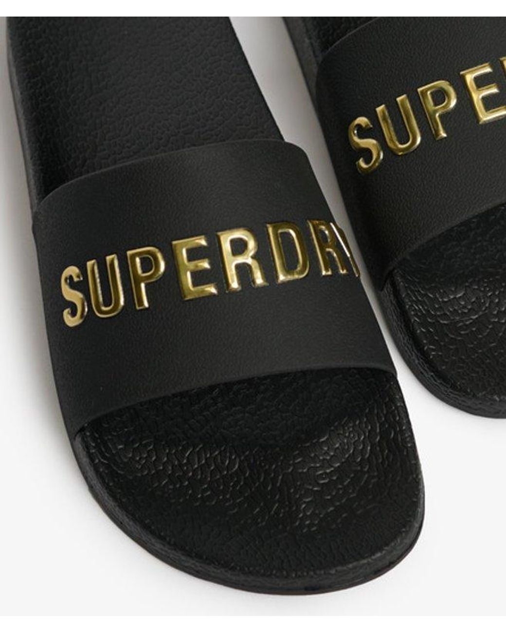 Superdry Black & Co Premium Metallic Pool Sliders