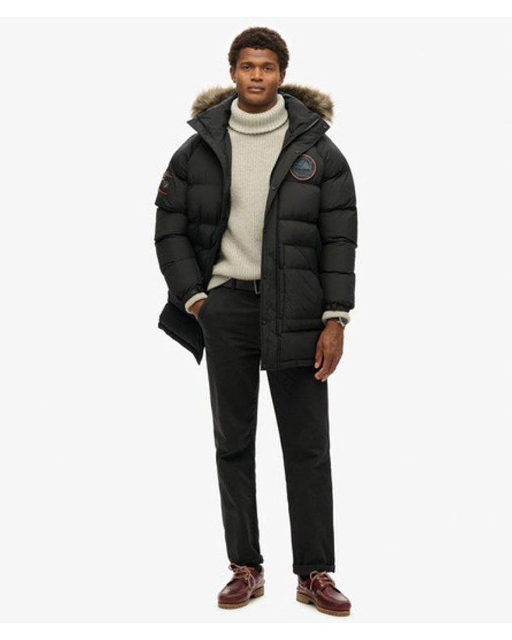 Superdry Black & Co Everest Long Baffled Parka Jacket for men