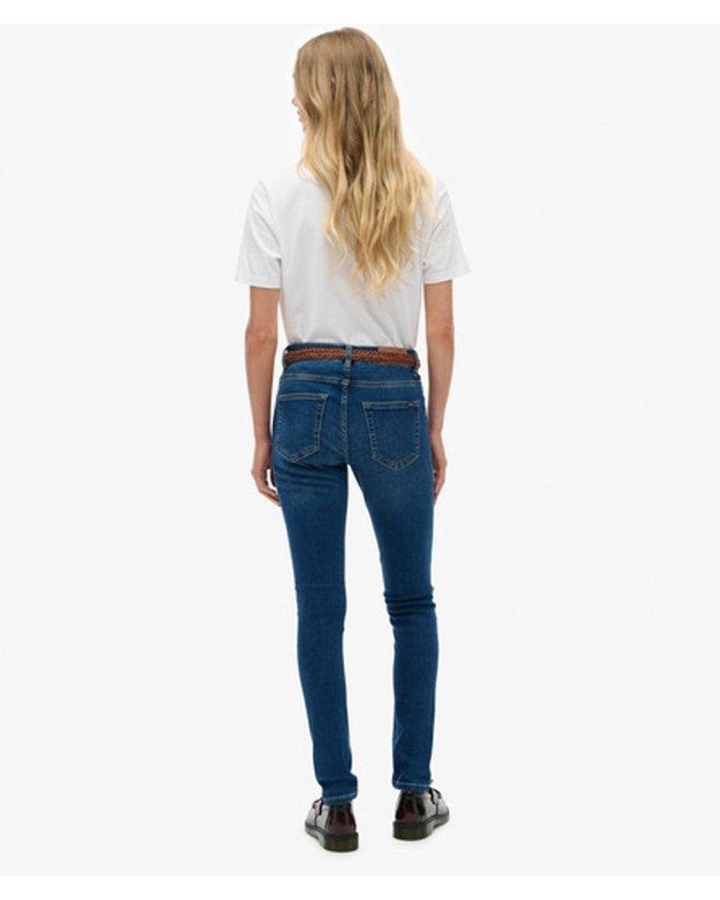 Superdry Blue Organic Cotton Mid Rise Skinny Jeans Size: 26/32