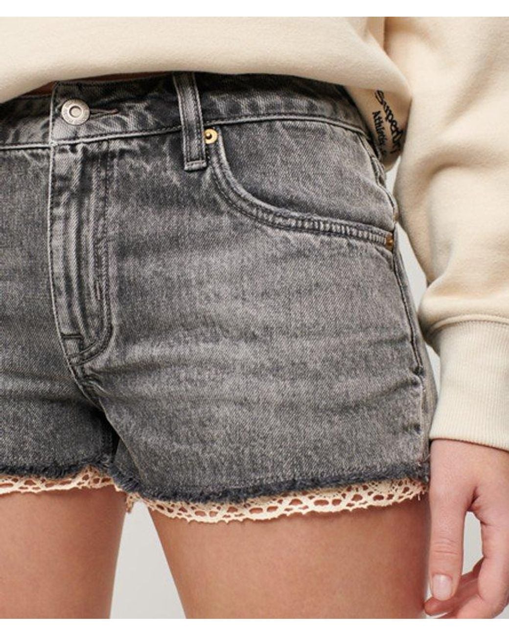 Superdry Gray Denim Hot Shorts - Size: 29
