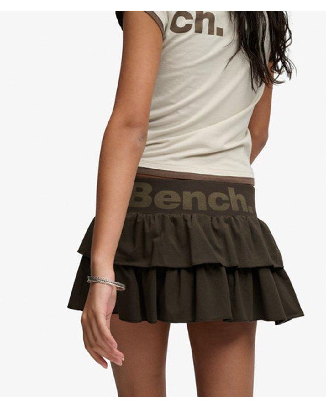 Superdry Black Bench X & Co Bench Low Rise Tiered Skirt