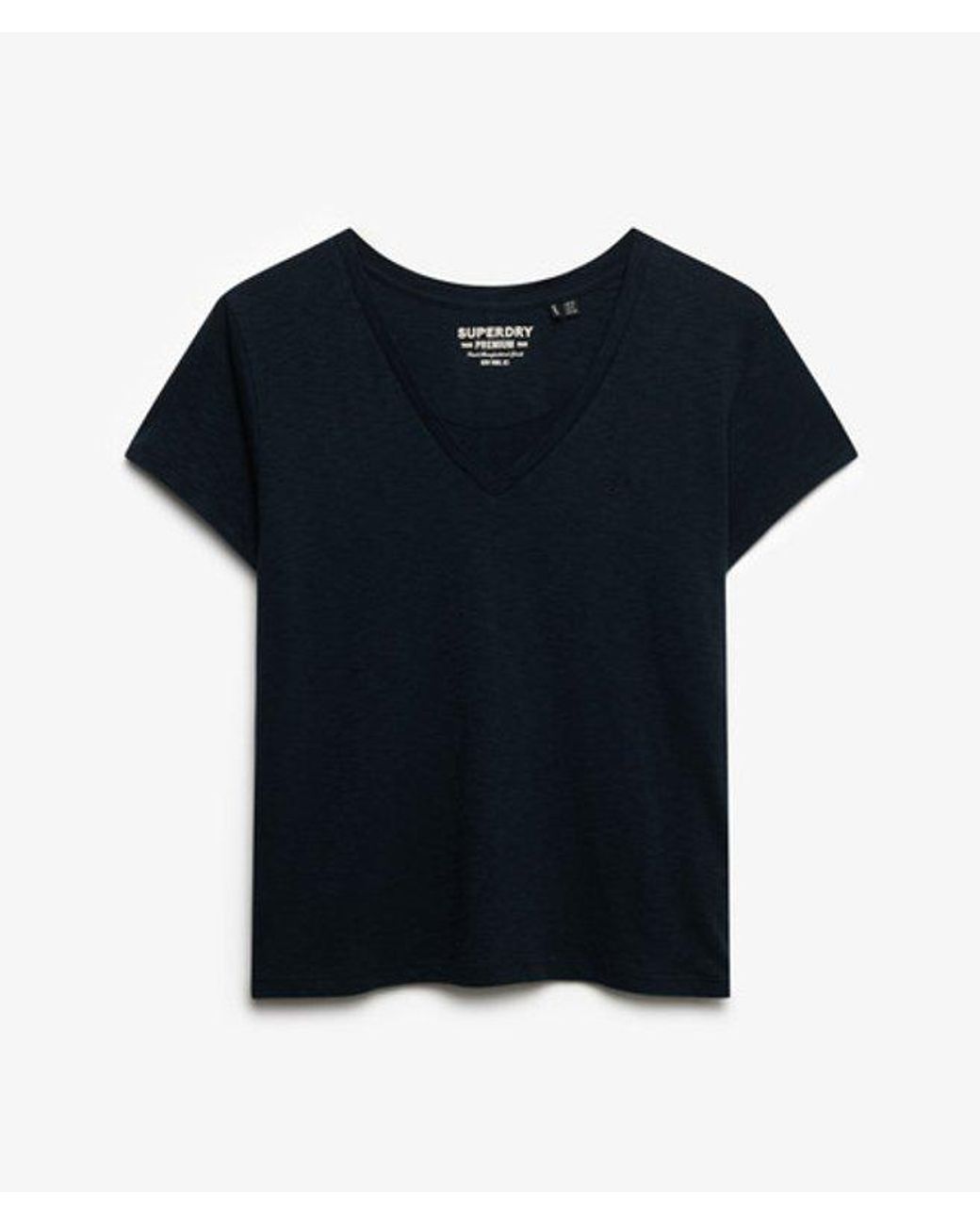 Femme T-Shirt Studios Slub Avec Logo Brodé Taille Superdry en coloris Black