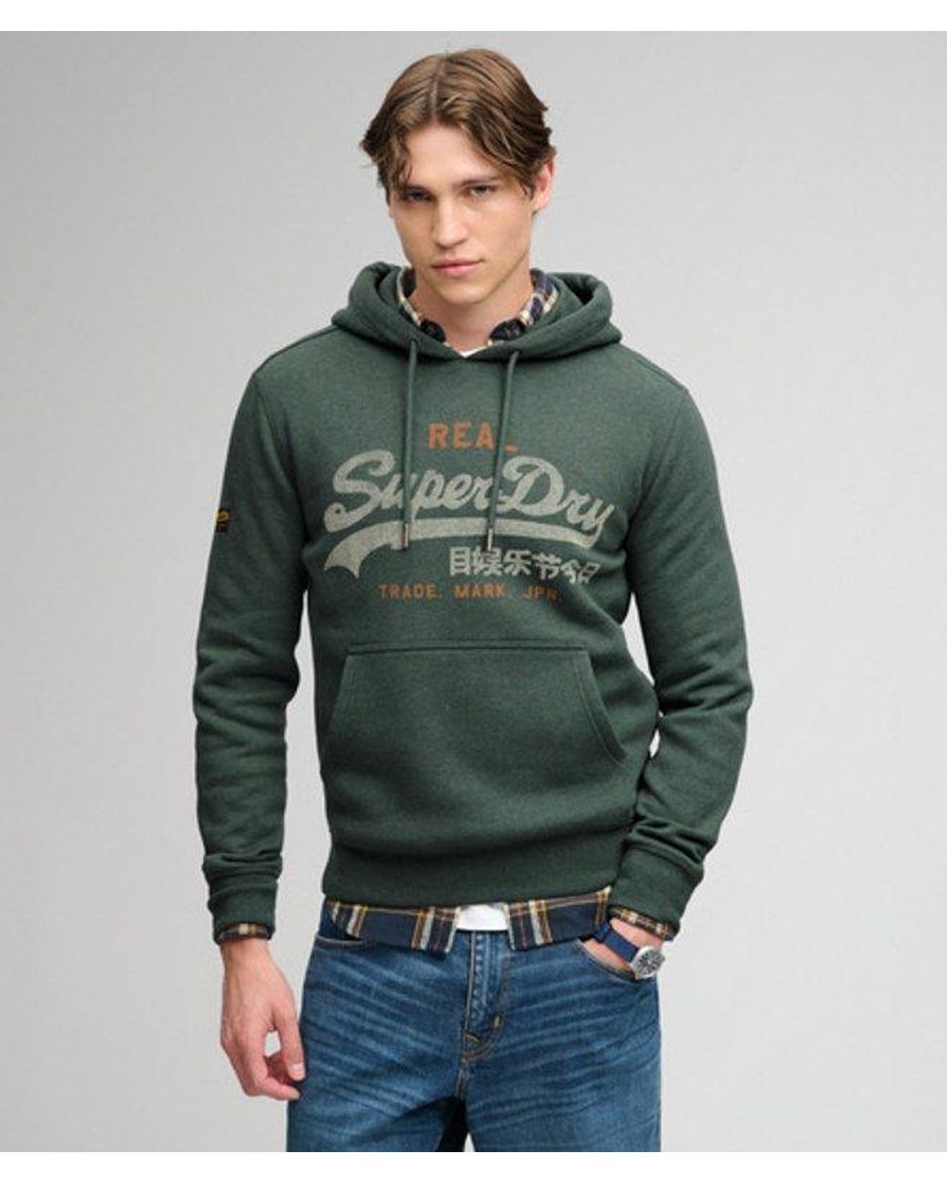 Superdry Green & Co Vintage Logo Heritage Relaxed Hoodie for men