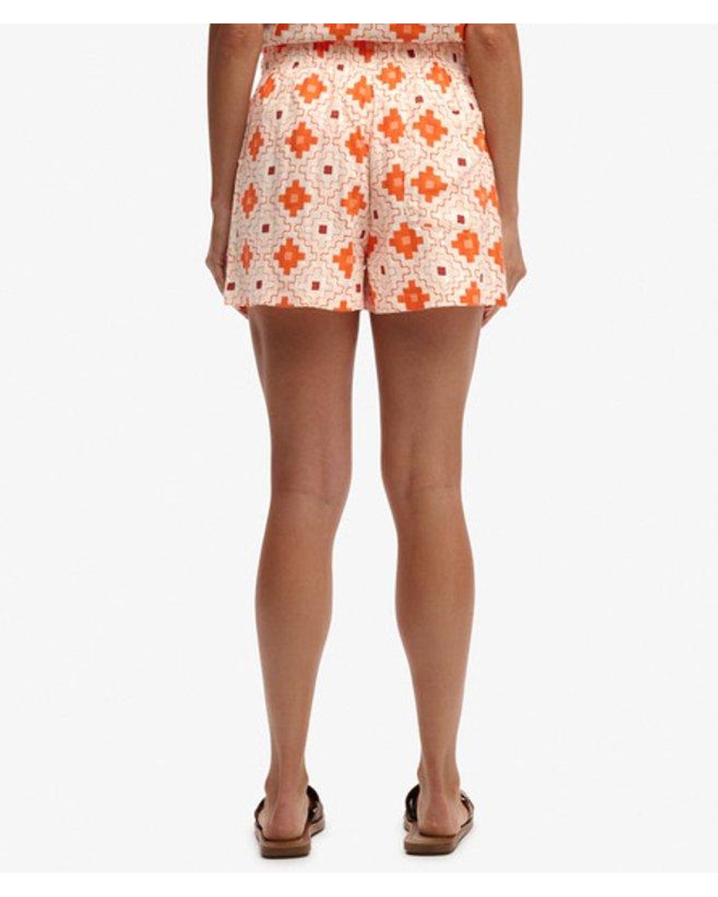 Superdry Orange Cotton Printed Beach Shorts