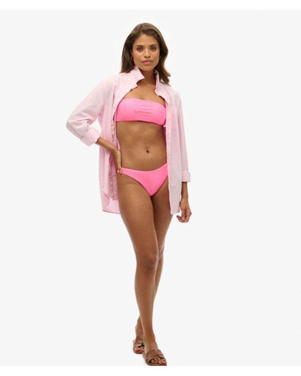 Superdry Pink & Co Logo Bandeau Bikini Top