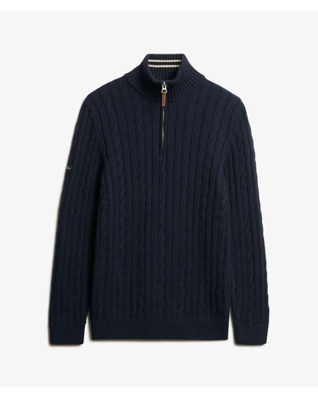 Superdry Blue & Co Cotton Classic Cable Half-zip Jumper for men