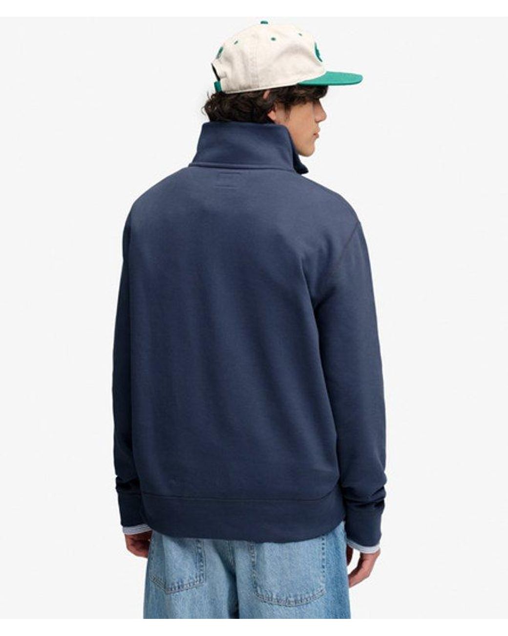 Superdry Blue & Co Essential Serif Logo Half Zip Sweatshirt for men