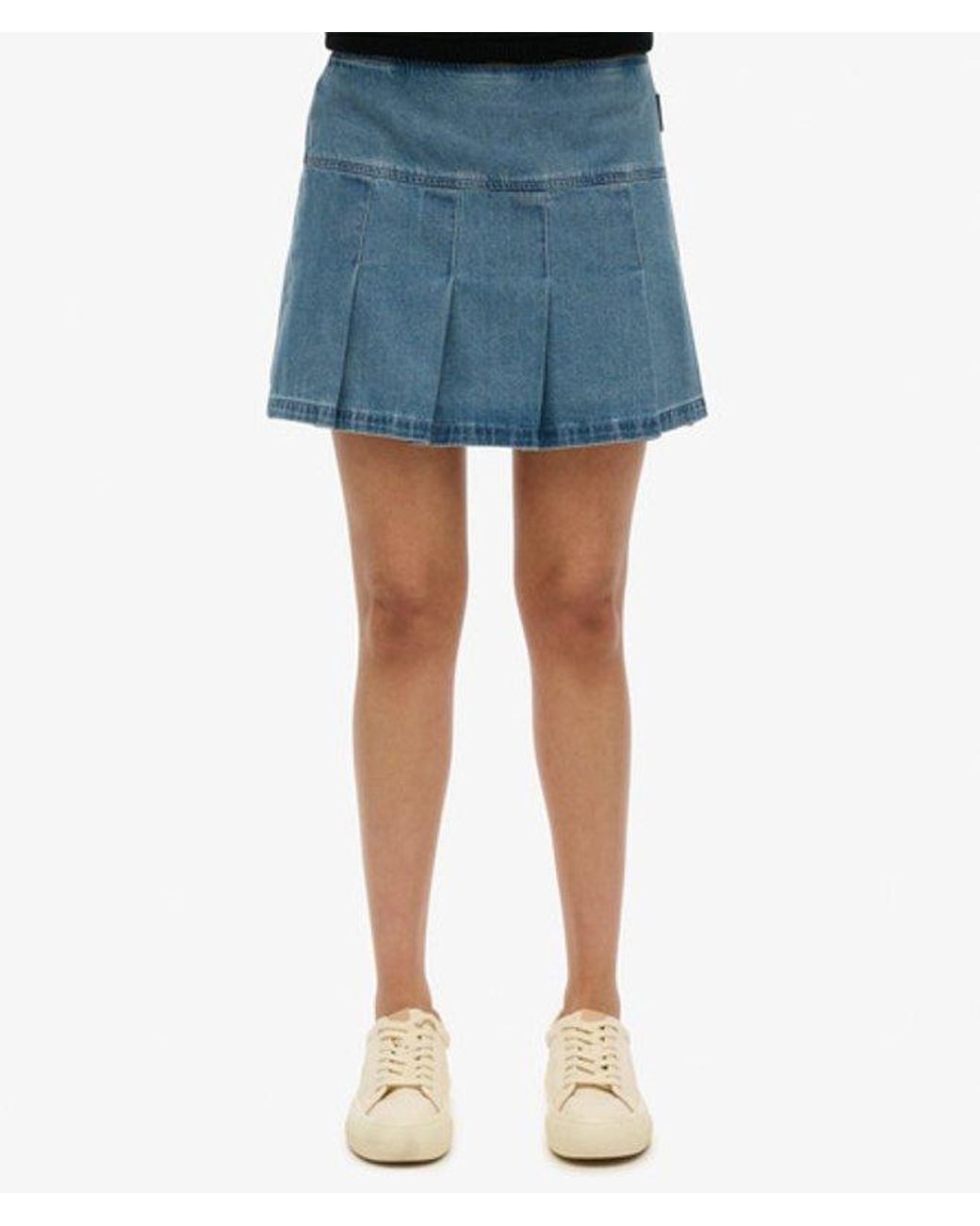 Superdry Blue & Co Pleated Patched Mini Skirt