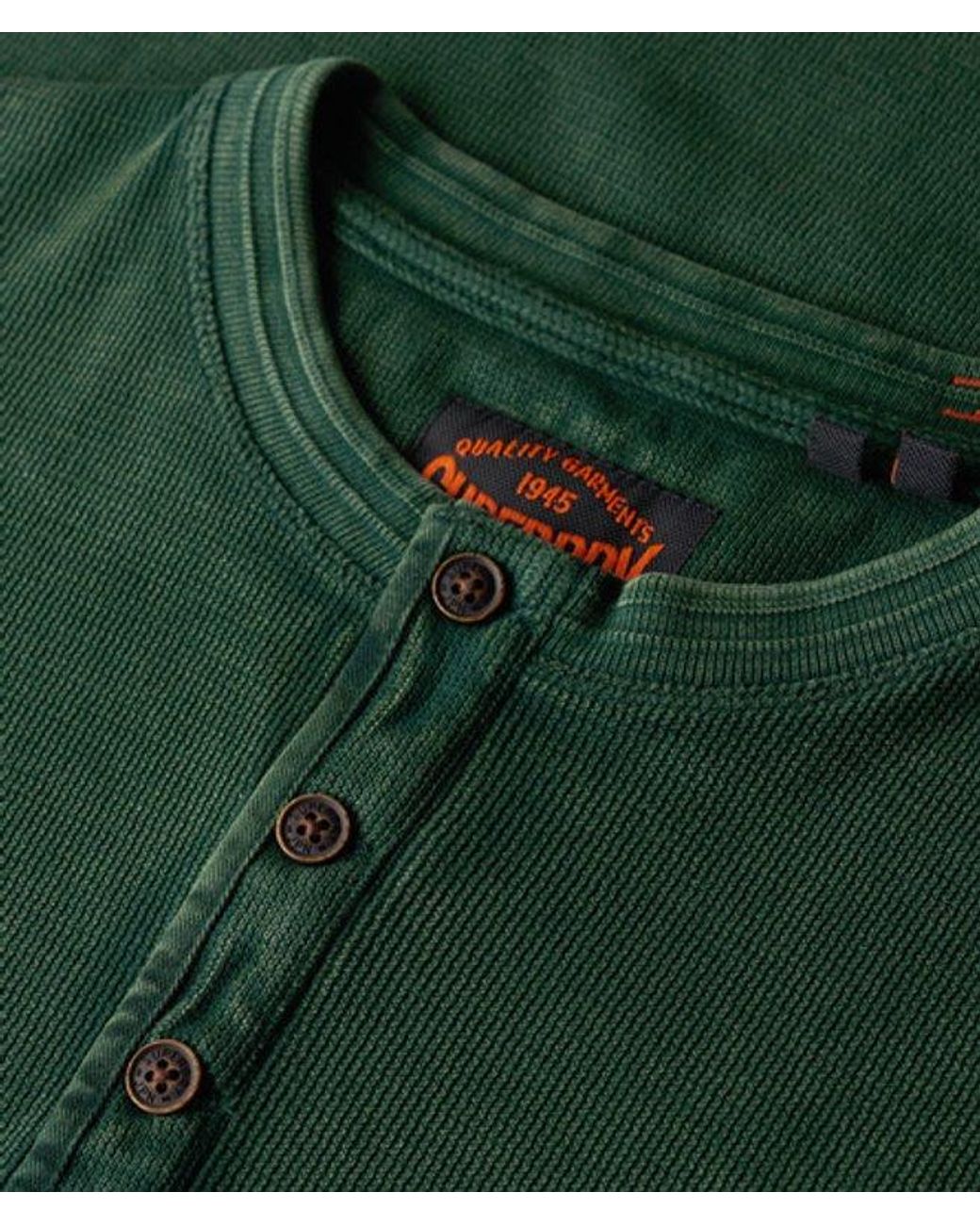 Superdry Green Vintage Textured Grandad Top for men