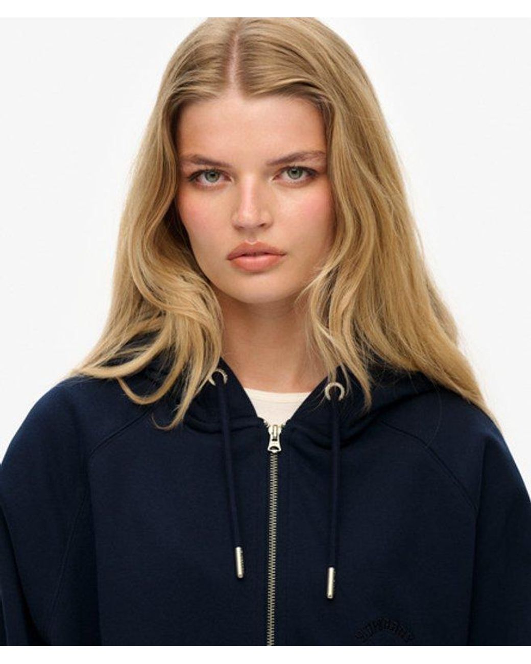 Superdry Blue Essential Logo Raglan Zip Hoodie
