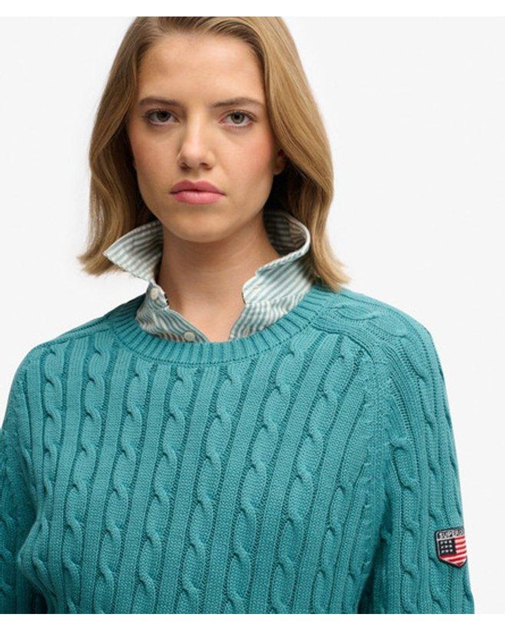 Superdry Blue & Co Slouchy Cable Knit Jumper
