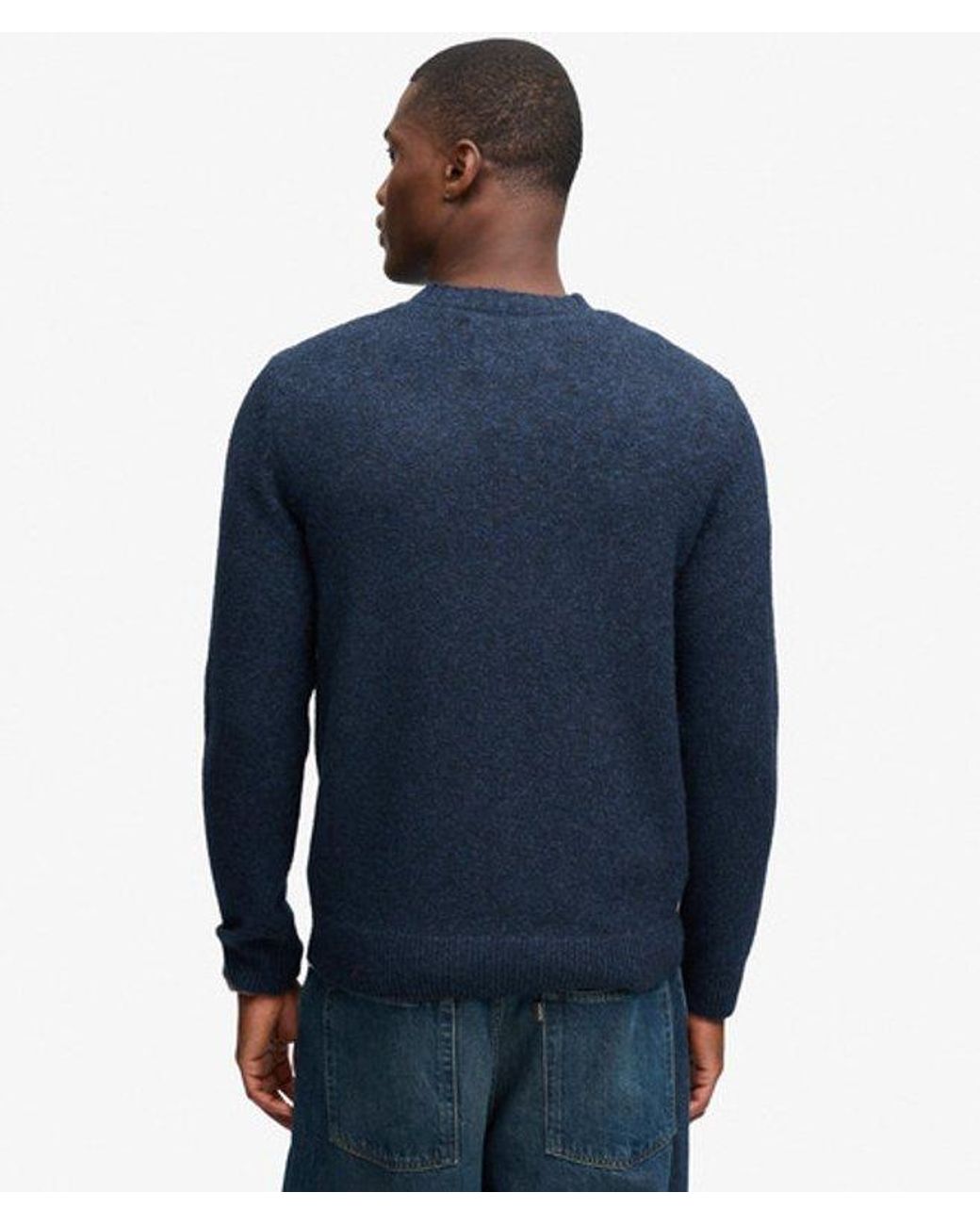 Superdry Blue & Co Brushed Cable Sleeve Jumper for men