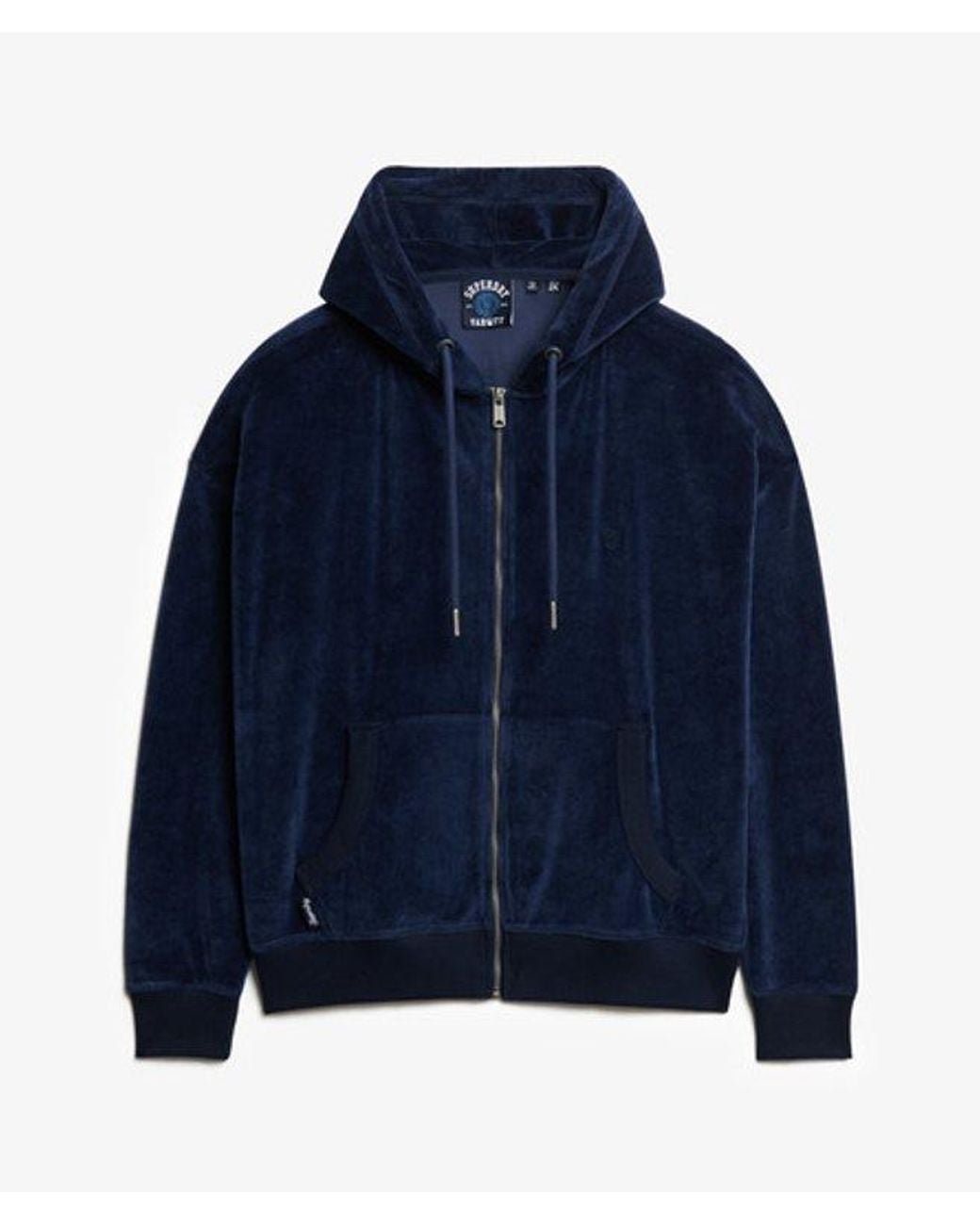 Superdry Blue Velour Zip Hoodie