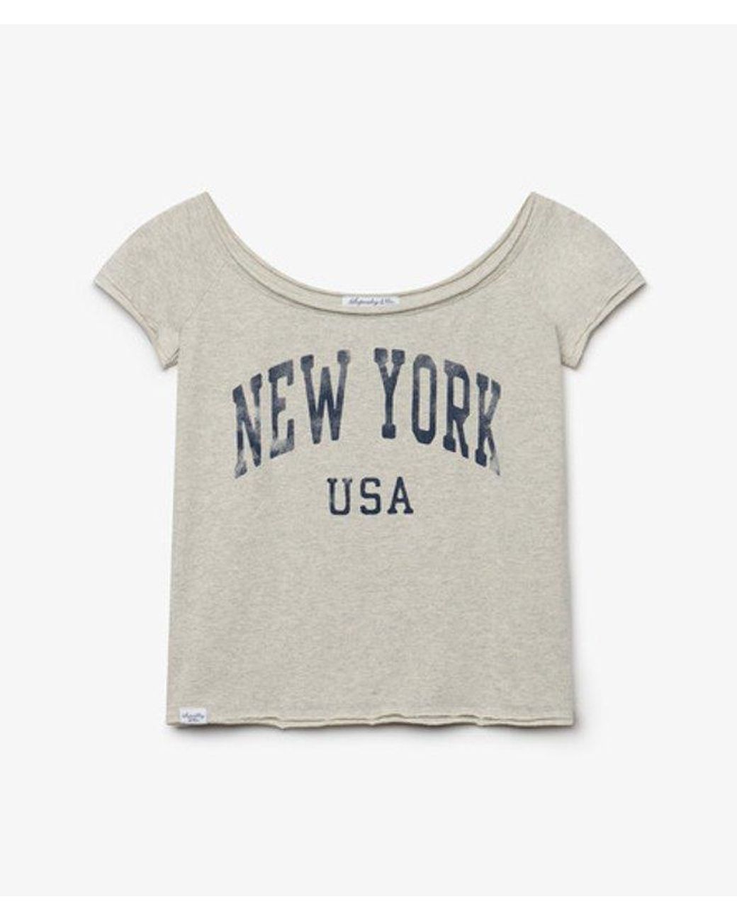 Superdry Gray & Co Graphic Bardot Short Sleeve Top