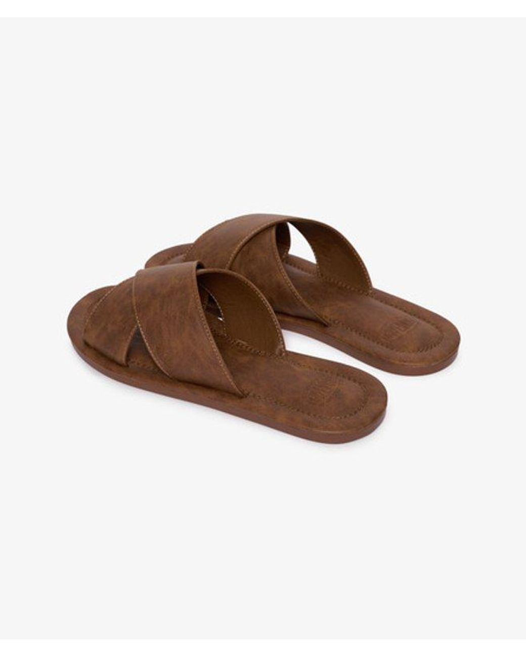 Superdry Brown & Co Vintage Cross Strap Slides for men