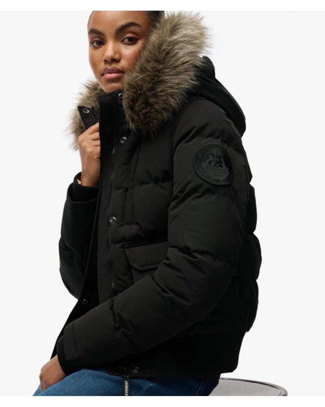Superdry Black Everest Hooded Bomber Jacket