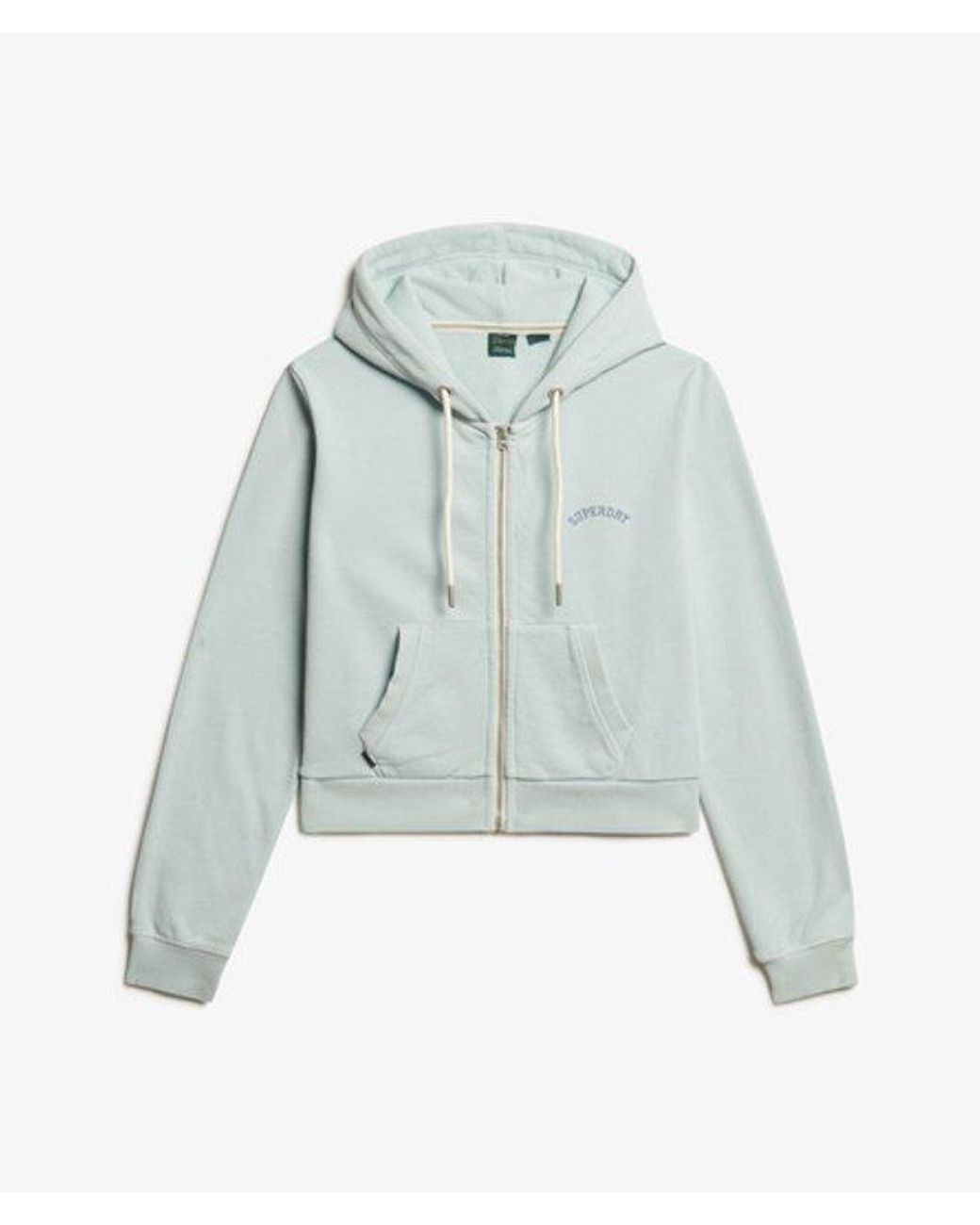 Superdry Blue Essential Logo Cropped Zip Hoodie