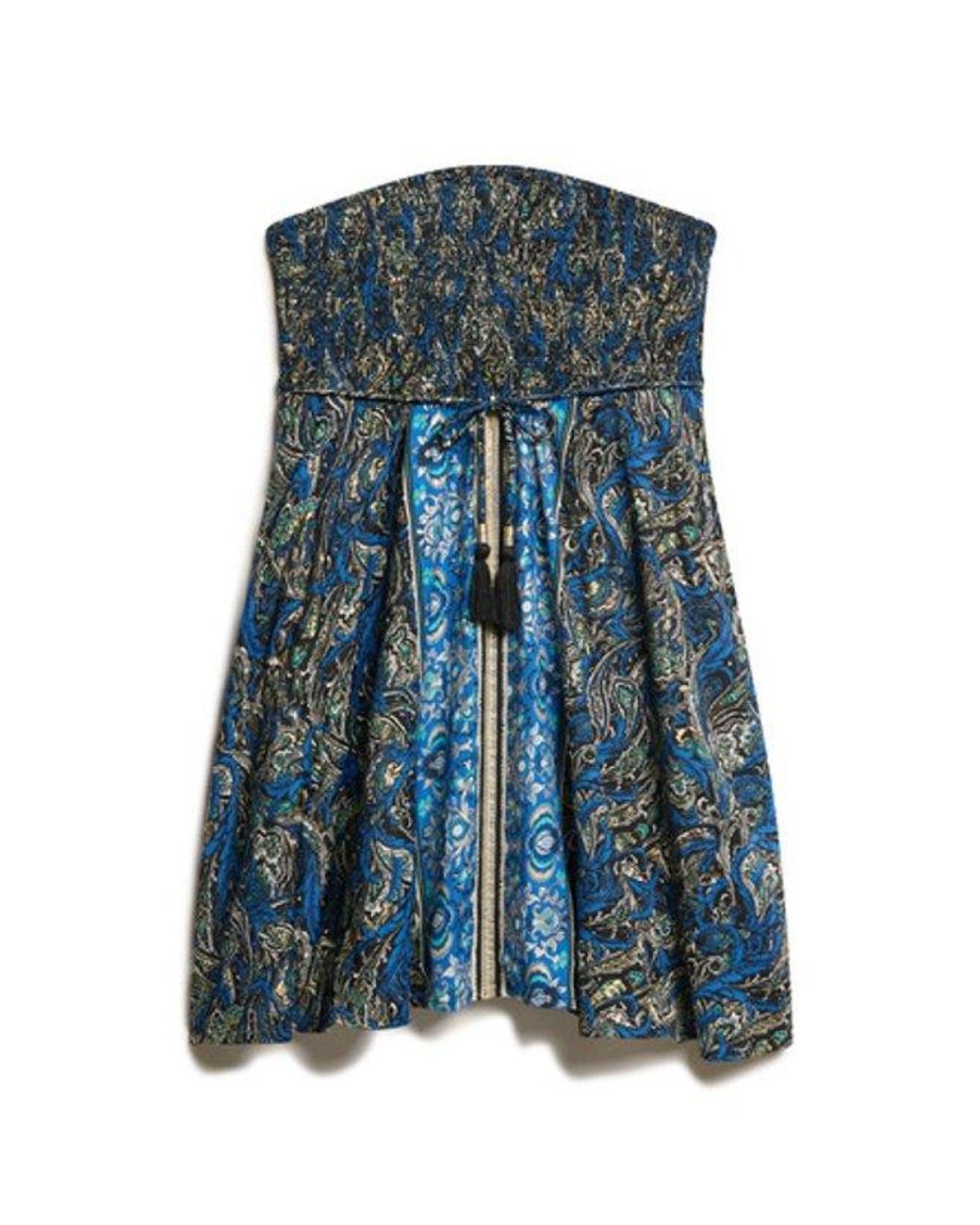 Superdry Blue Slim Fit Paisley Print St Tropez Bandeau Dress