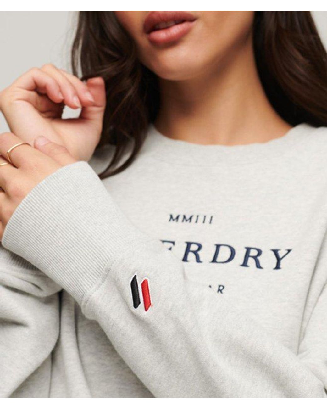 Superdry White Heraldry Oversized Crew Sweatshirt