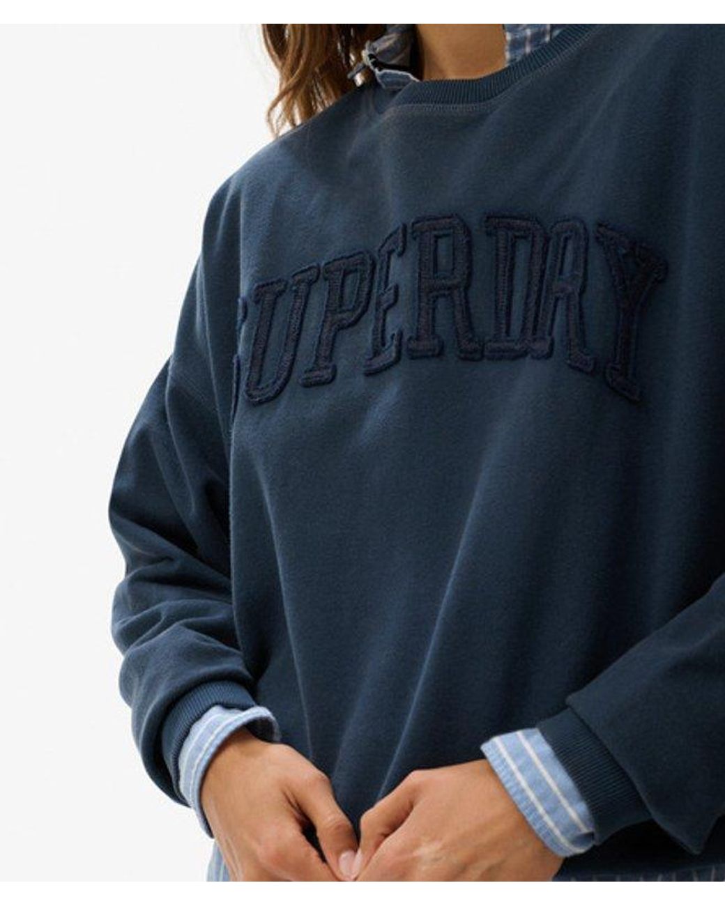 Superdry Blue & Co Athletic Essentials Tonal Applique Crew Sweatshirt