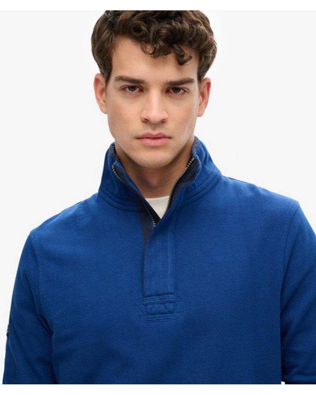 Superdry Blue & Co Cotton Classics Jersey Half Zip Sweatshirt for men