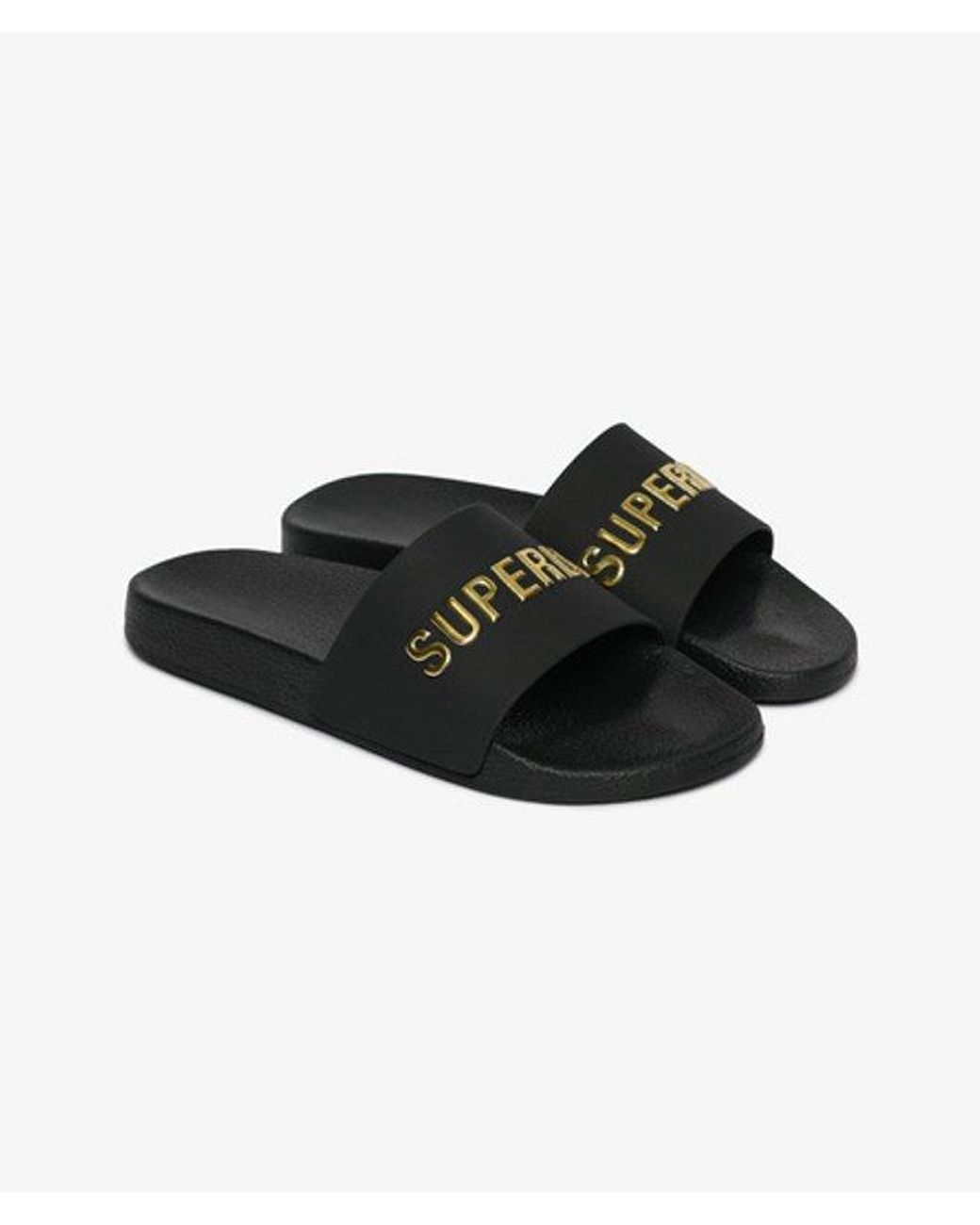 Superdry Black & Co Premium Metallic Pool Sliders
