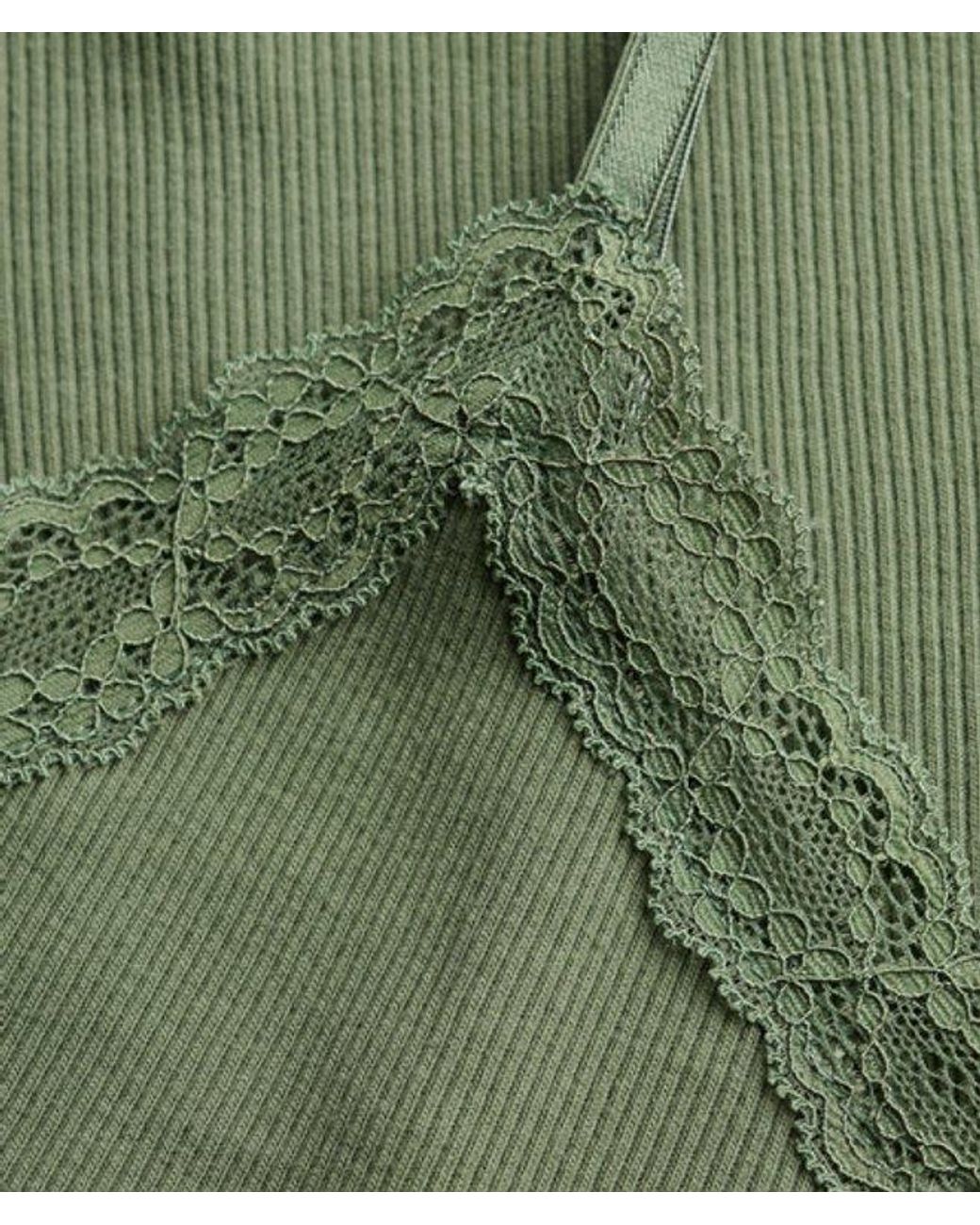 Superdry Green & Co Essential Lace Trim Cropped Cami Top