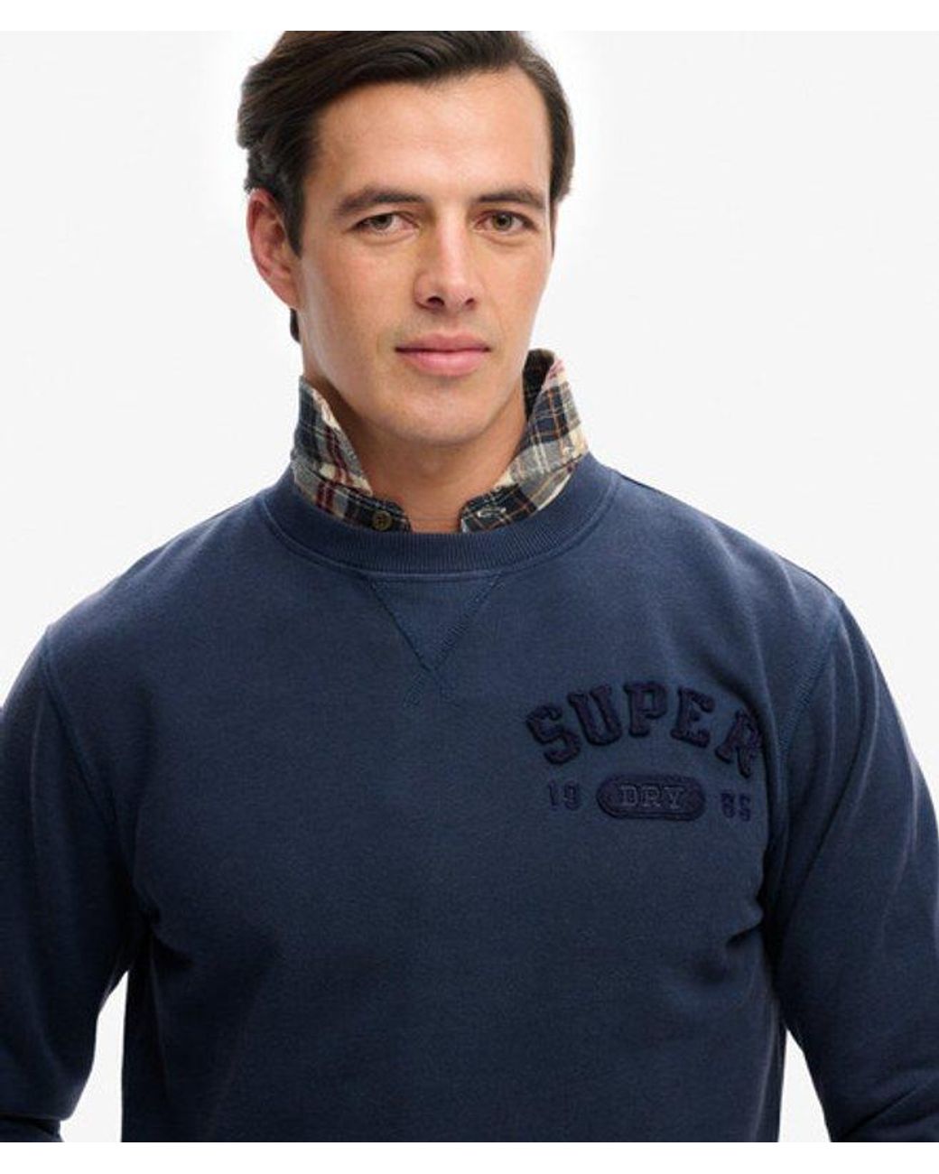 Superdry Blue & Co Vintage Athletic Tonal Crew Sweatshirt for men