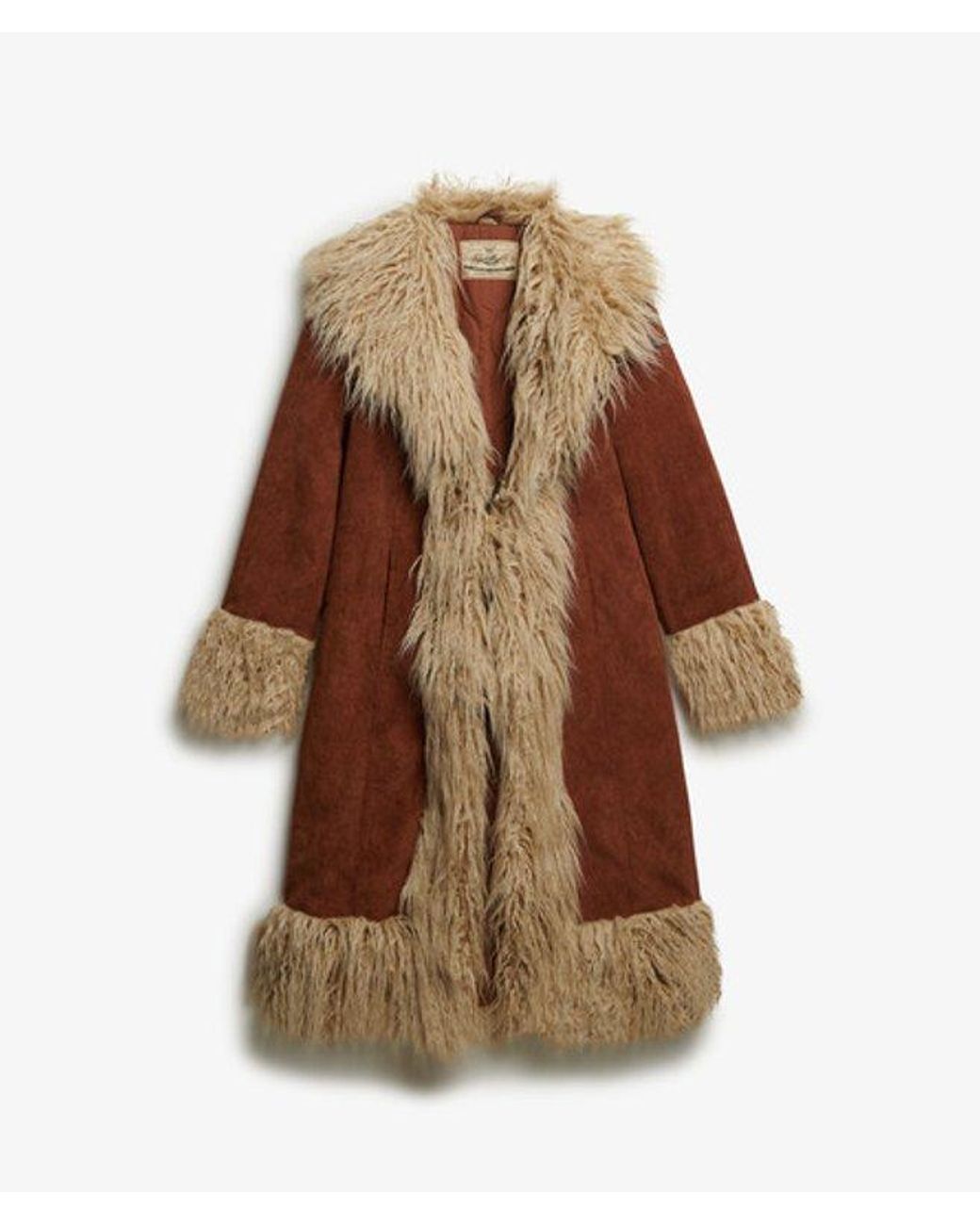 Superdry Brown Long Afghan Coat