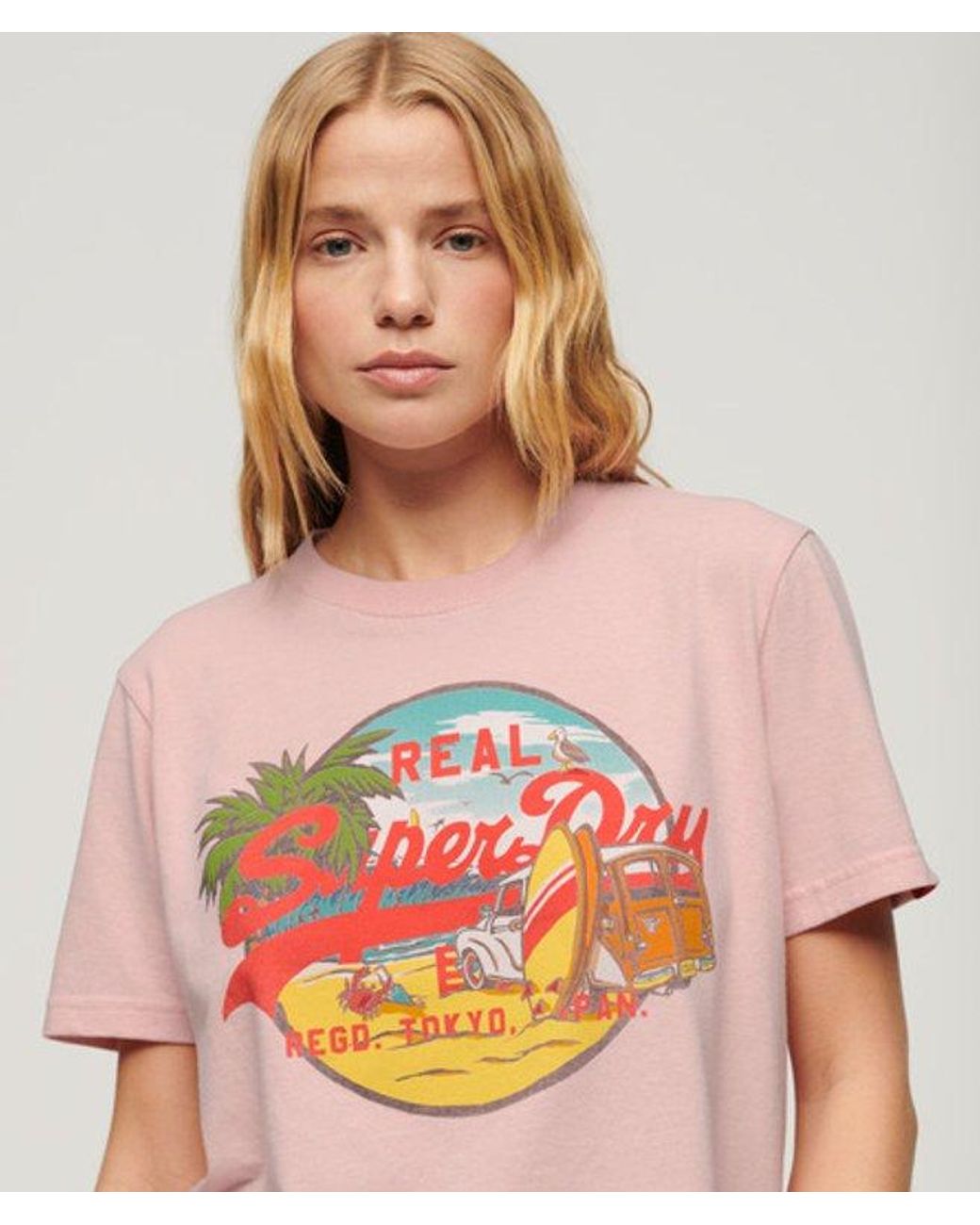 Superdry Pink & Co La Graphic Relaxed Tee