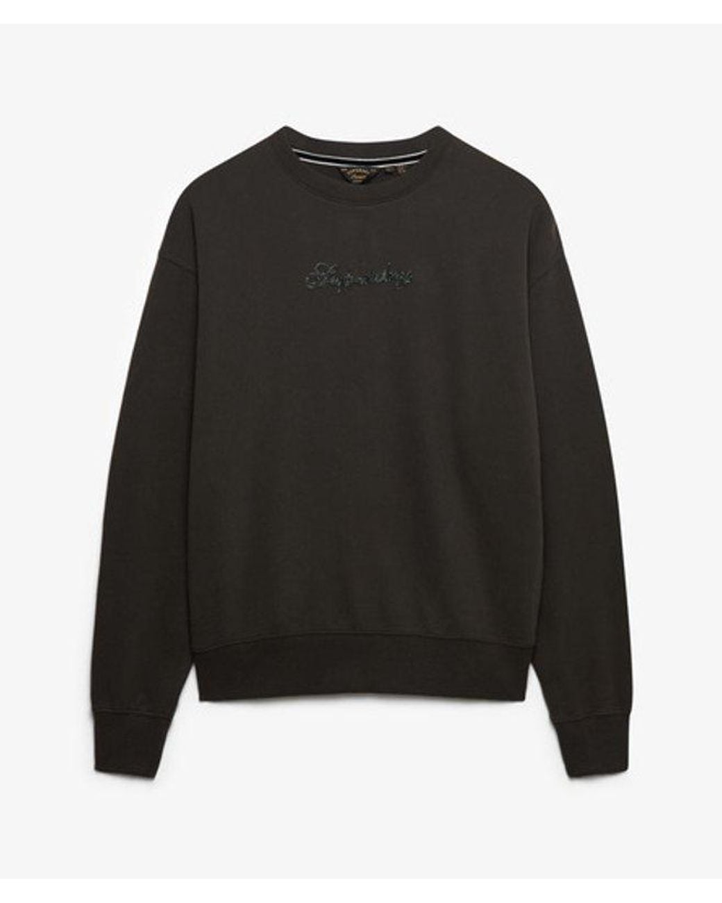 Superdry Script Brand Losse Crew Sweatshirt in het Black