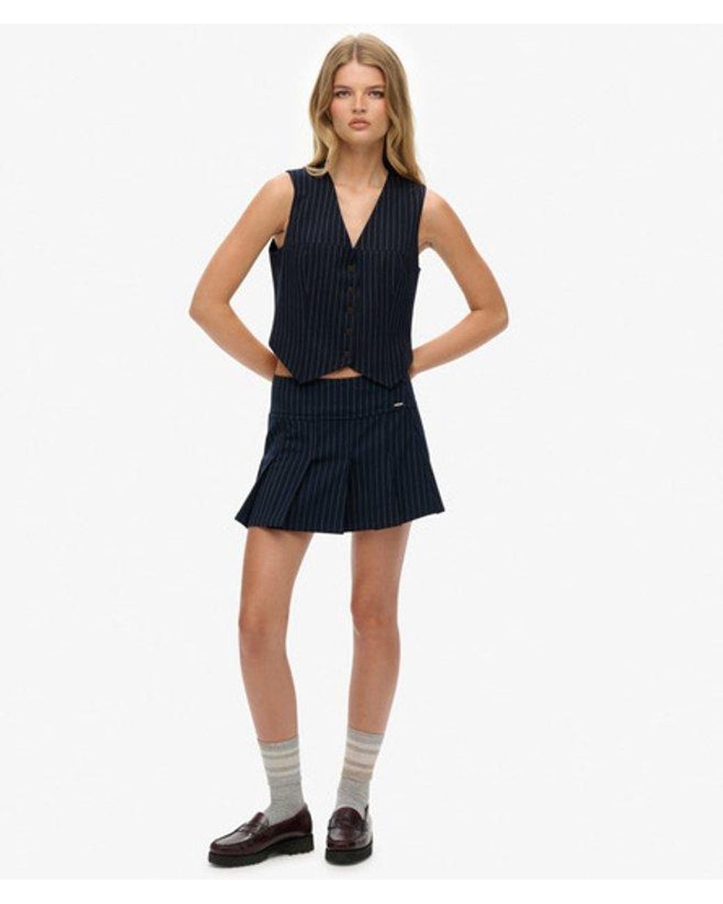 Superdry Blue & Co Pinstripe Waistcoat