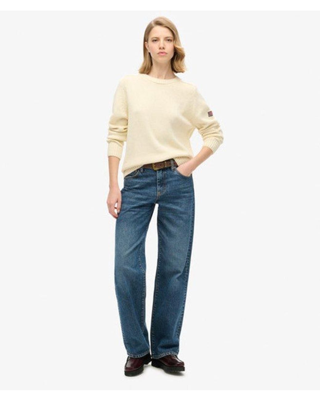 Superdry Blue & Co Knitted Slouchy Crew Neck Sweatshirt