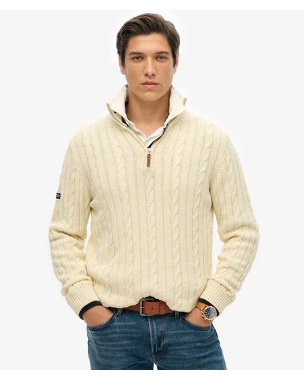 Superdry Natural & Co Organic Cotton Classic Cable Half-zip Jumper for men