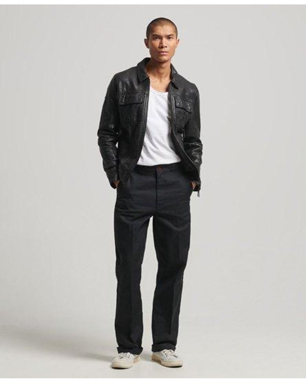 ジャケット・アウター Superdry Men's Seventies Leather Jacket Superdry Seventies Leather Jacket, Black - Walmart.com