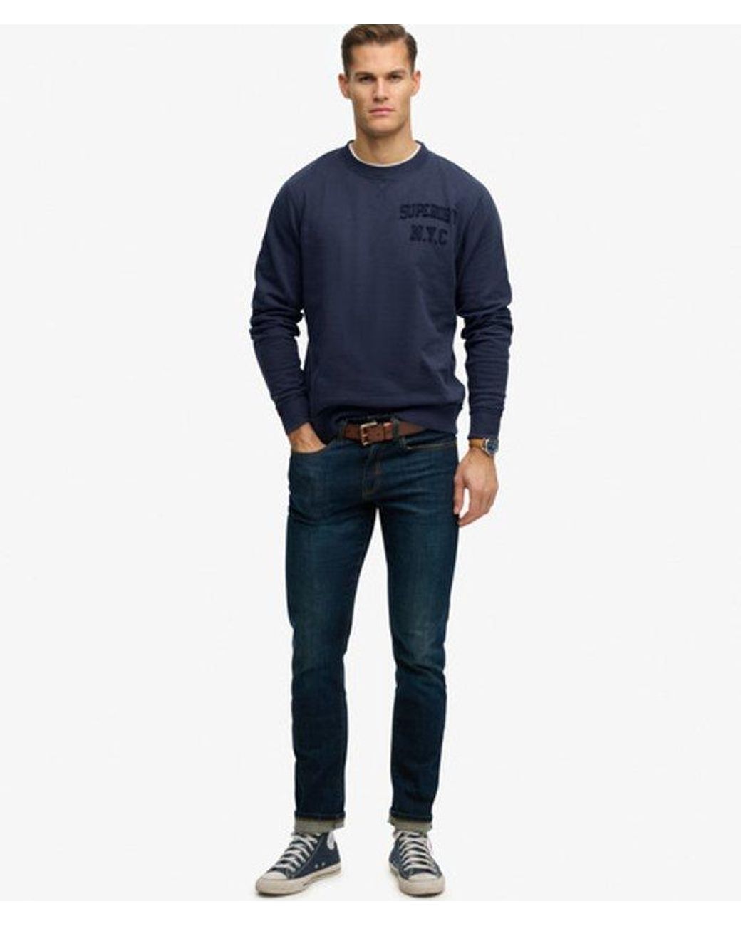 Superdry Blue & Co Vintage Athletic Tonal Crew Sweatshirt for men