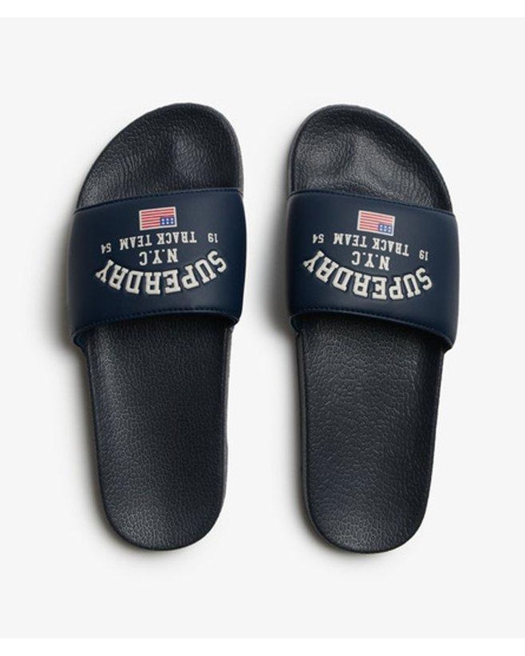 Superdry Blue & Co Varsity Flag Pool Slides