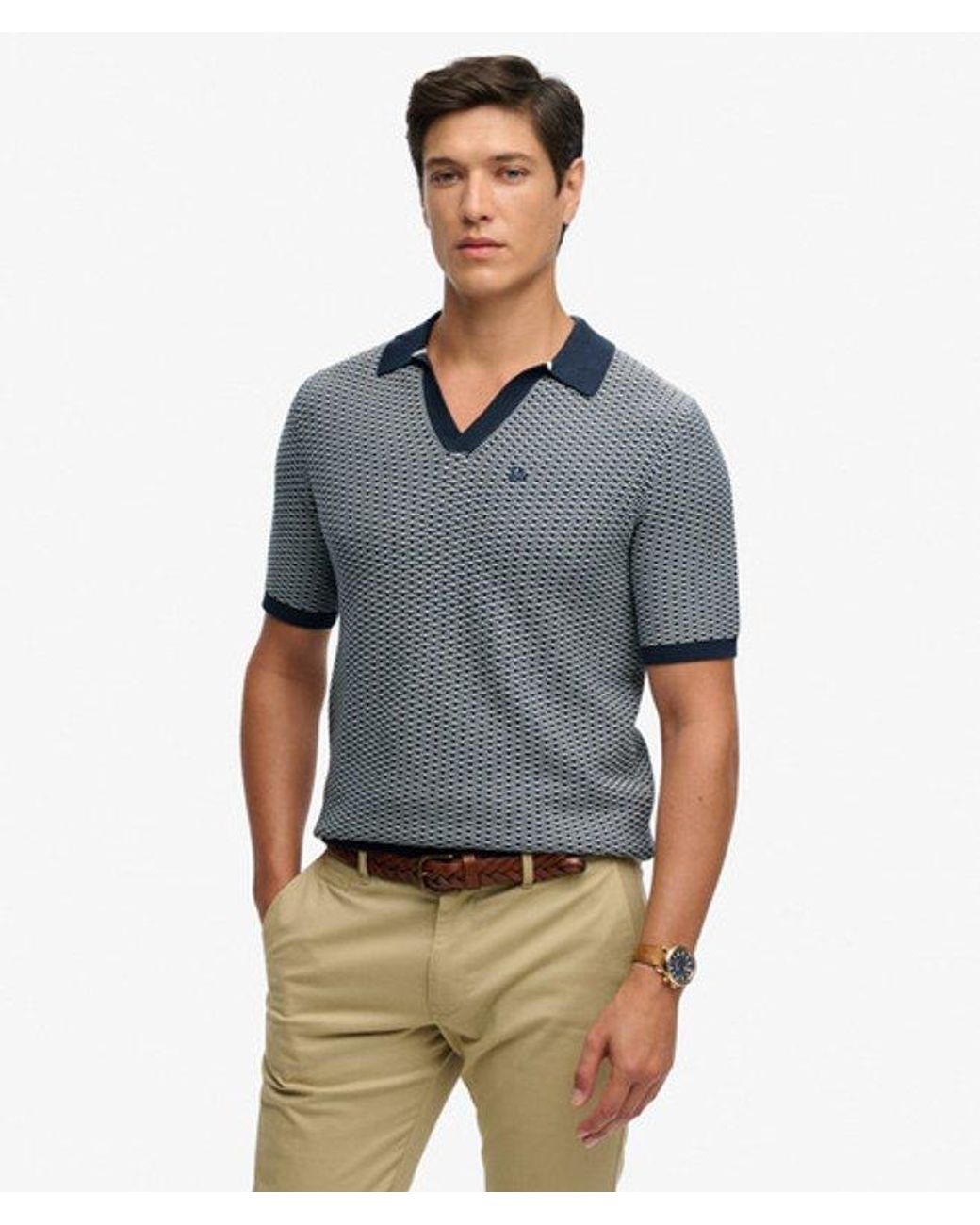 Superdry Blue & Co Johnny Collar Knitted Polo Shirt for men