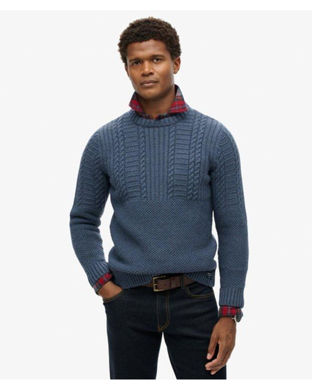 Superdry Blue & Co Jacob Cable Knit Jumper for men