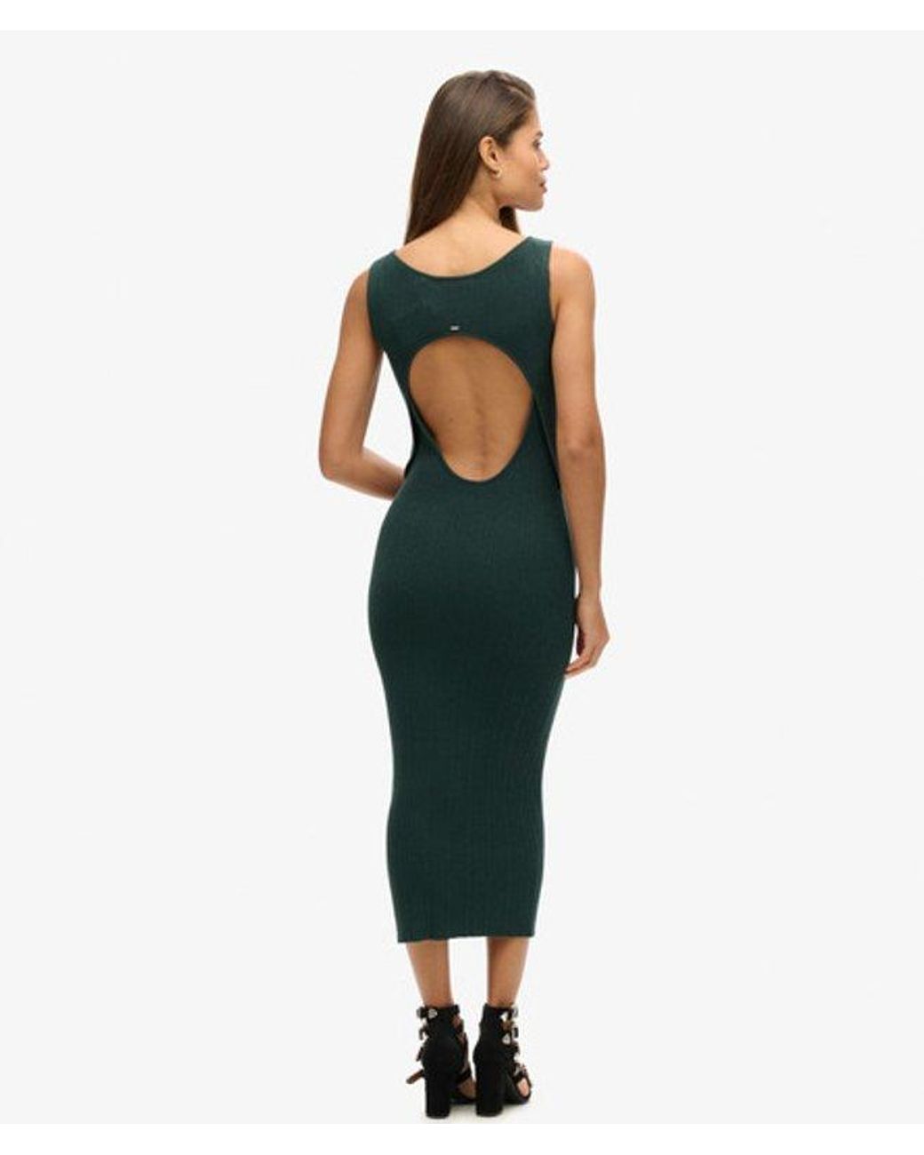 Superdry Green & Co Backless Knitted Midi Dress