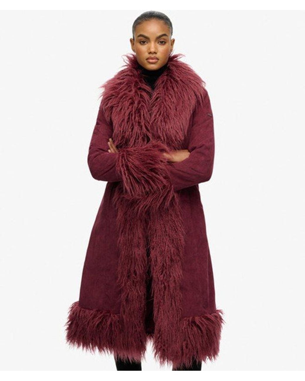Superdry Red Long Afghan Coat
