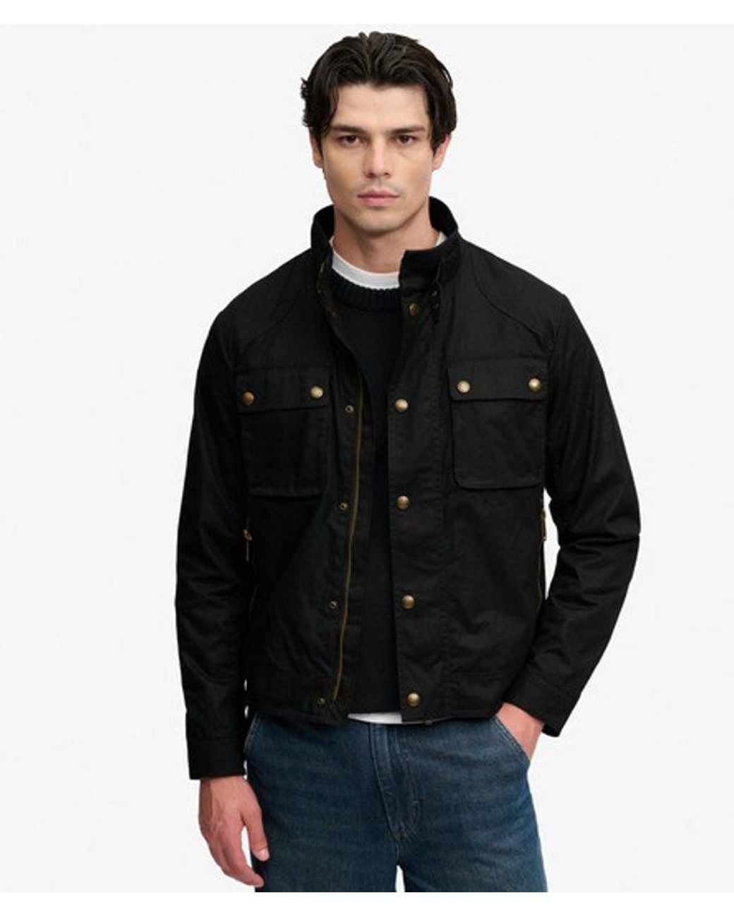 Superdry Wax Cropped Racer Jacket in het Black voor heren