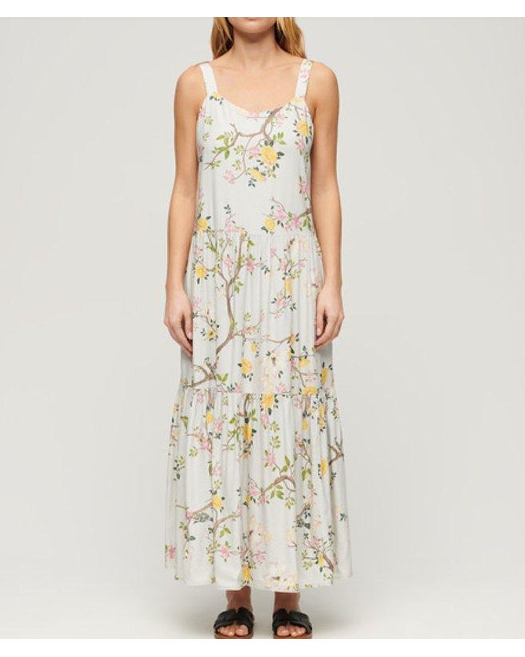 Superdry Natural & Co Floral Print Woven Tiered Maxi Dress