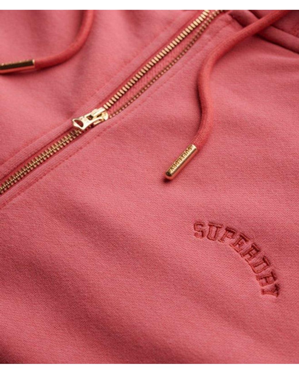 Superdry Red Essential Logo Oversized Raglan Zip Hoodie