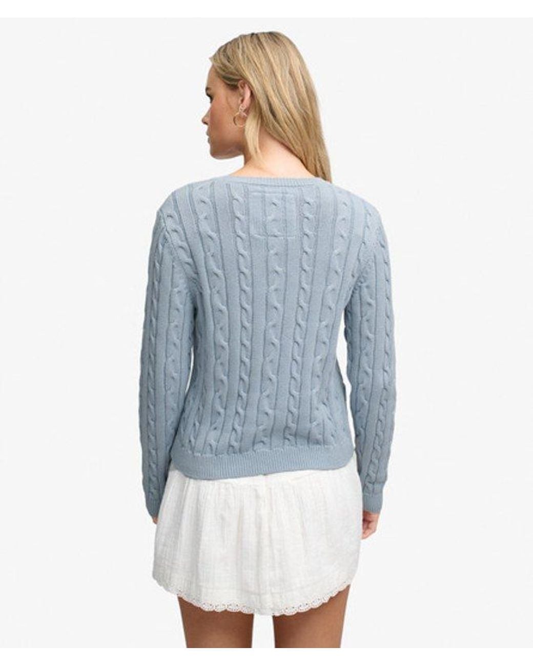 Superdry Essentials Sd & Co Kabelgebreide Trui in het Blue