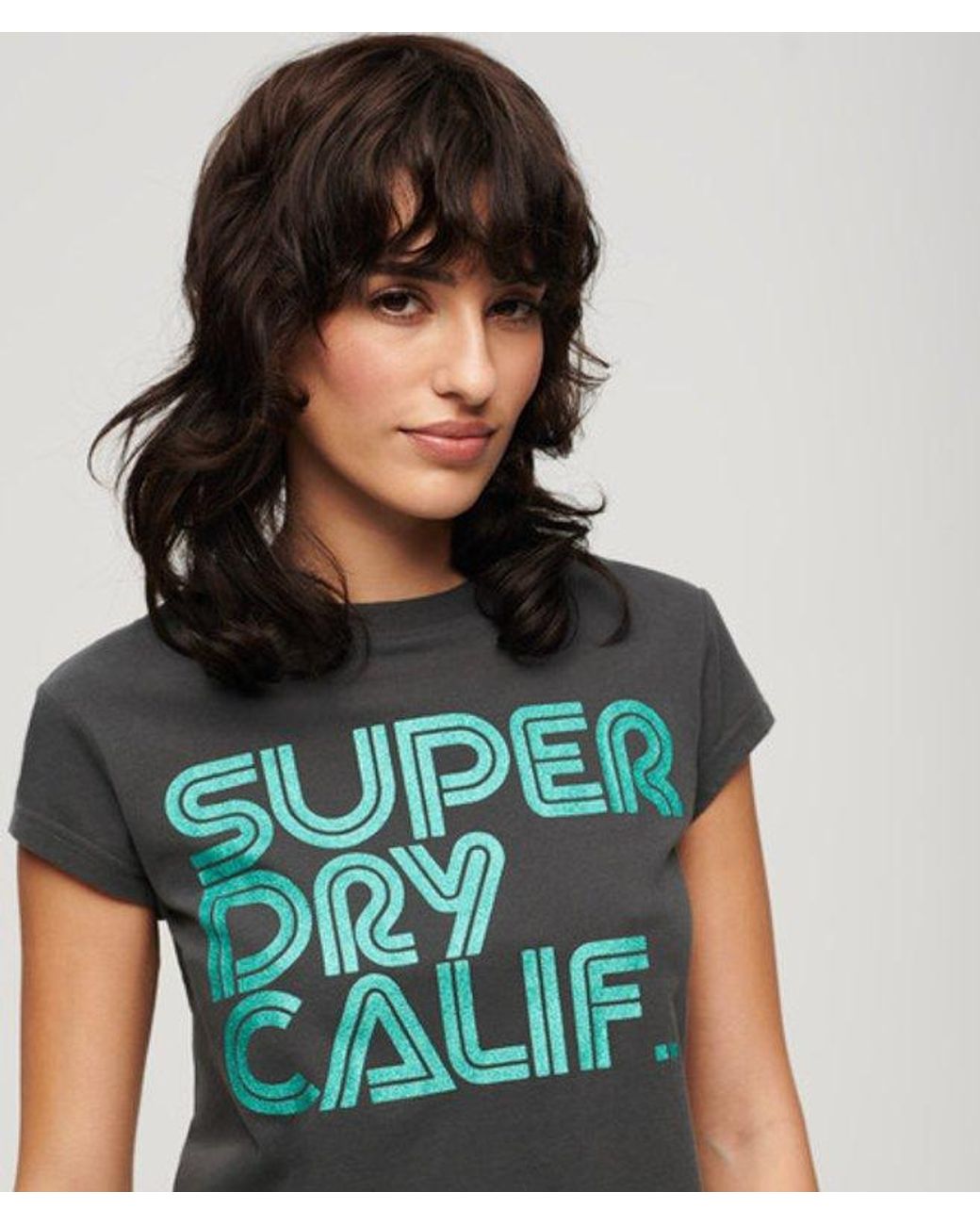 Superdry Green & Co Retro Glitter Logo T-shirt