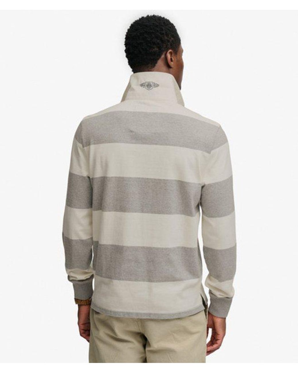 Superdry Gray & Co Double Emblem Stripe Rugby Top for men